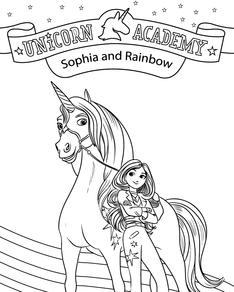 Unicorn Academy Free Coloring Page