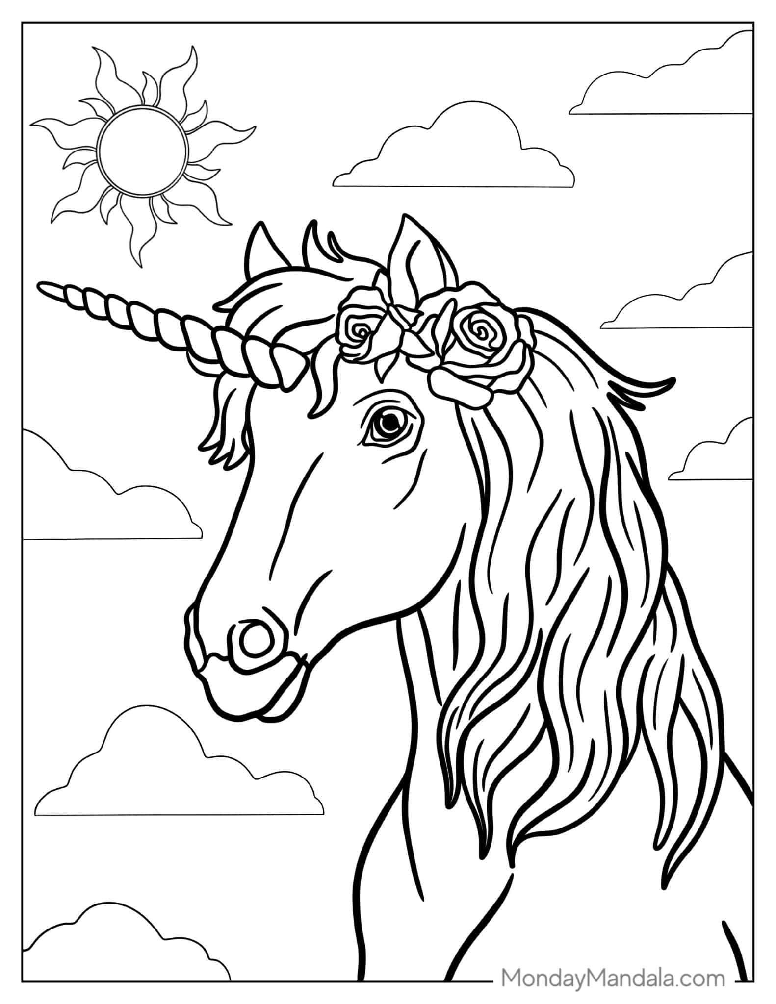 free unicorn colouring in printables