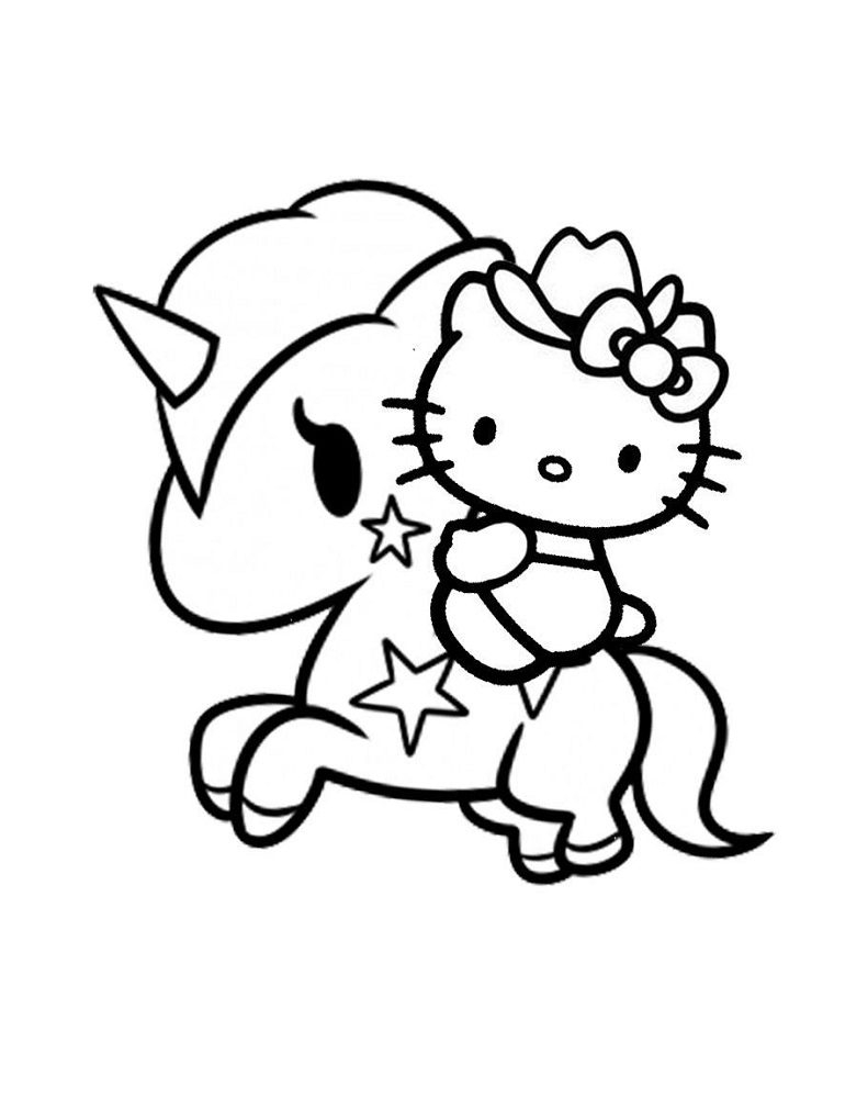 Unicorn Hello Kitty Coloring Pages Coloring Book 