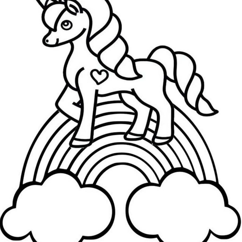 Unicorn With A Rainbow Coloring Page Coloring Pages