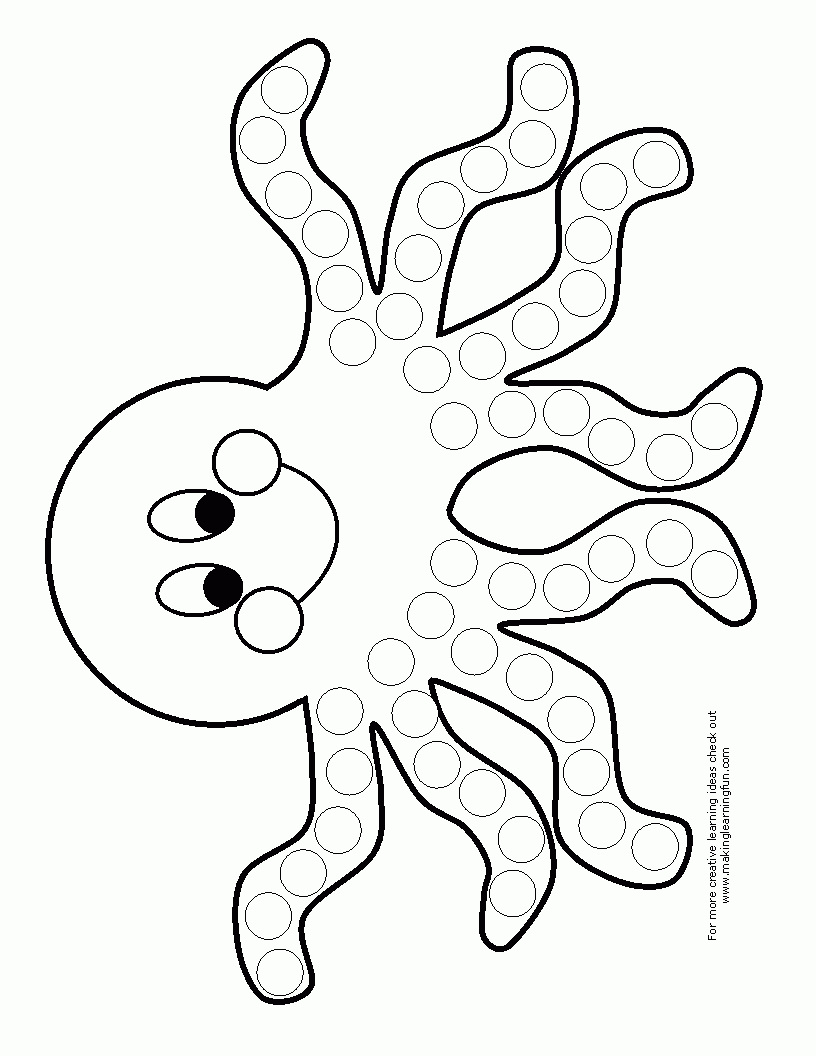 Unique Octopus Template Printable Preschool Hibernation Lesson Plans