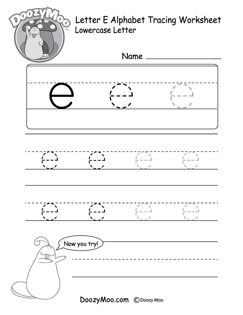 Uppercase Letter E Tracing Worksheet Doozy Moo