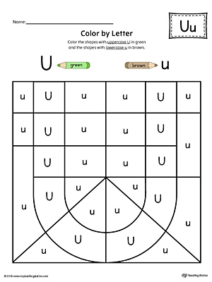 Uppercase Letter U Color by Letter Worksheet MyTeachingStation