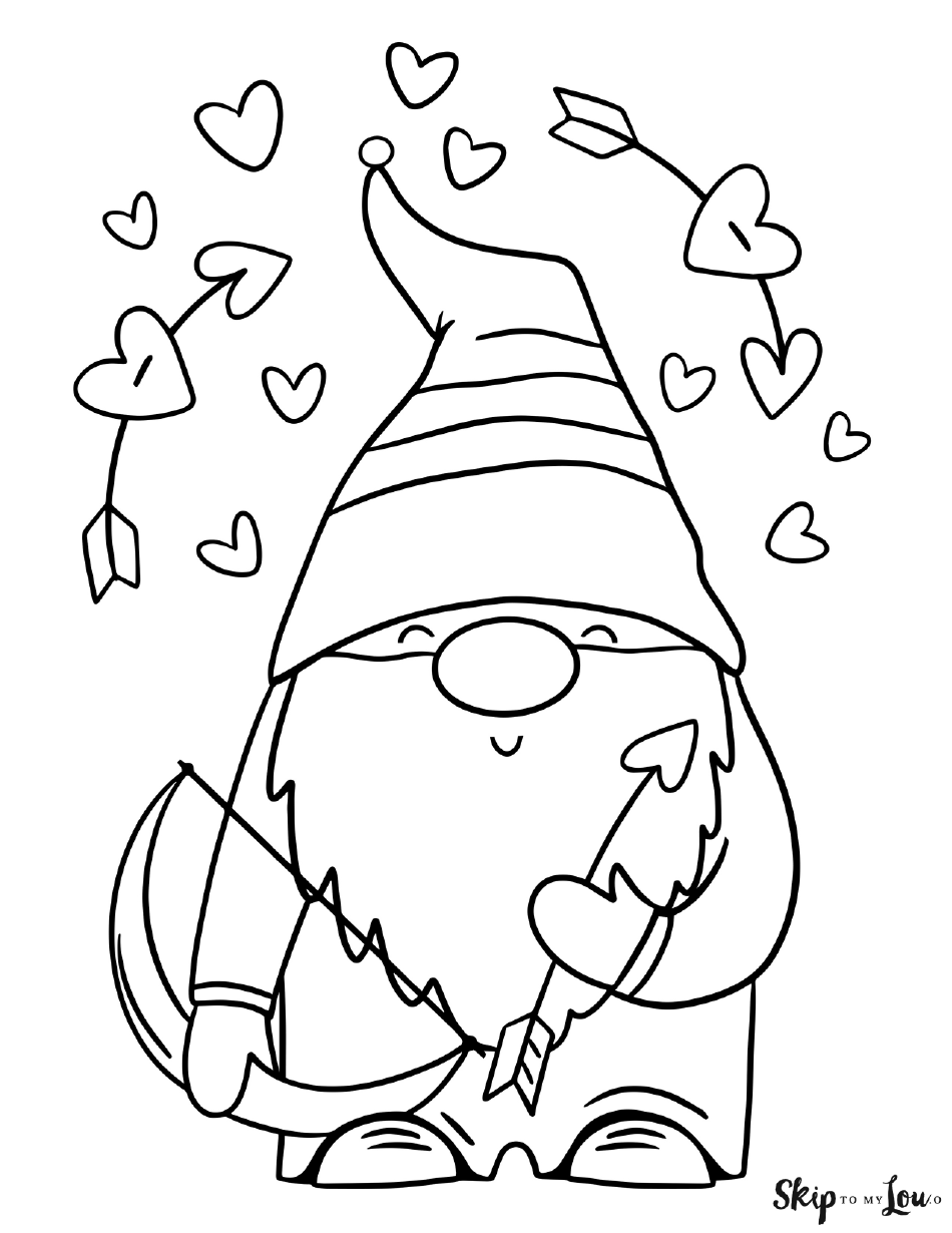Valentine 39 s Day Coloring Page Gnome Download Printable PDF