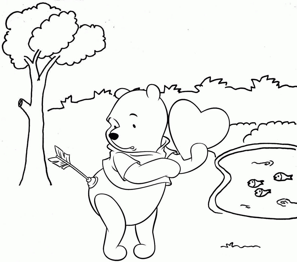 Valentine Day Winnie The Pooh Coloring Sheet Mitraland