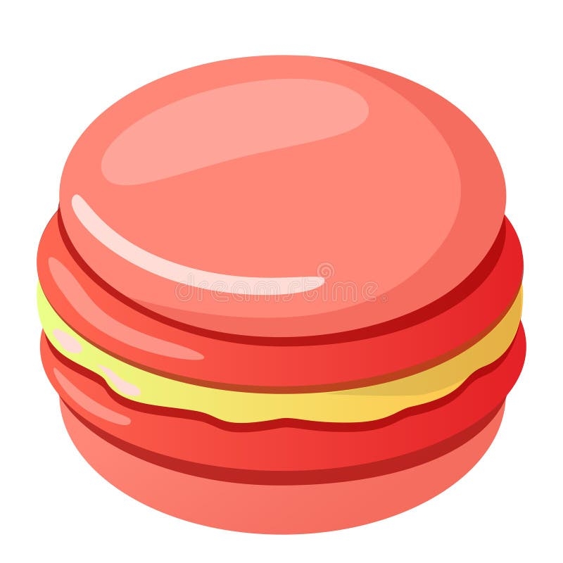 Vector Illustration Icon Cartoon Pink Macaroon Cookie Biscuit 