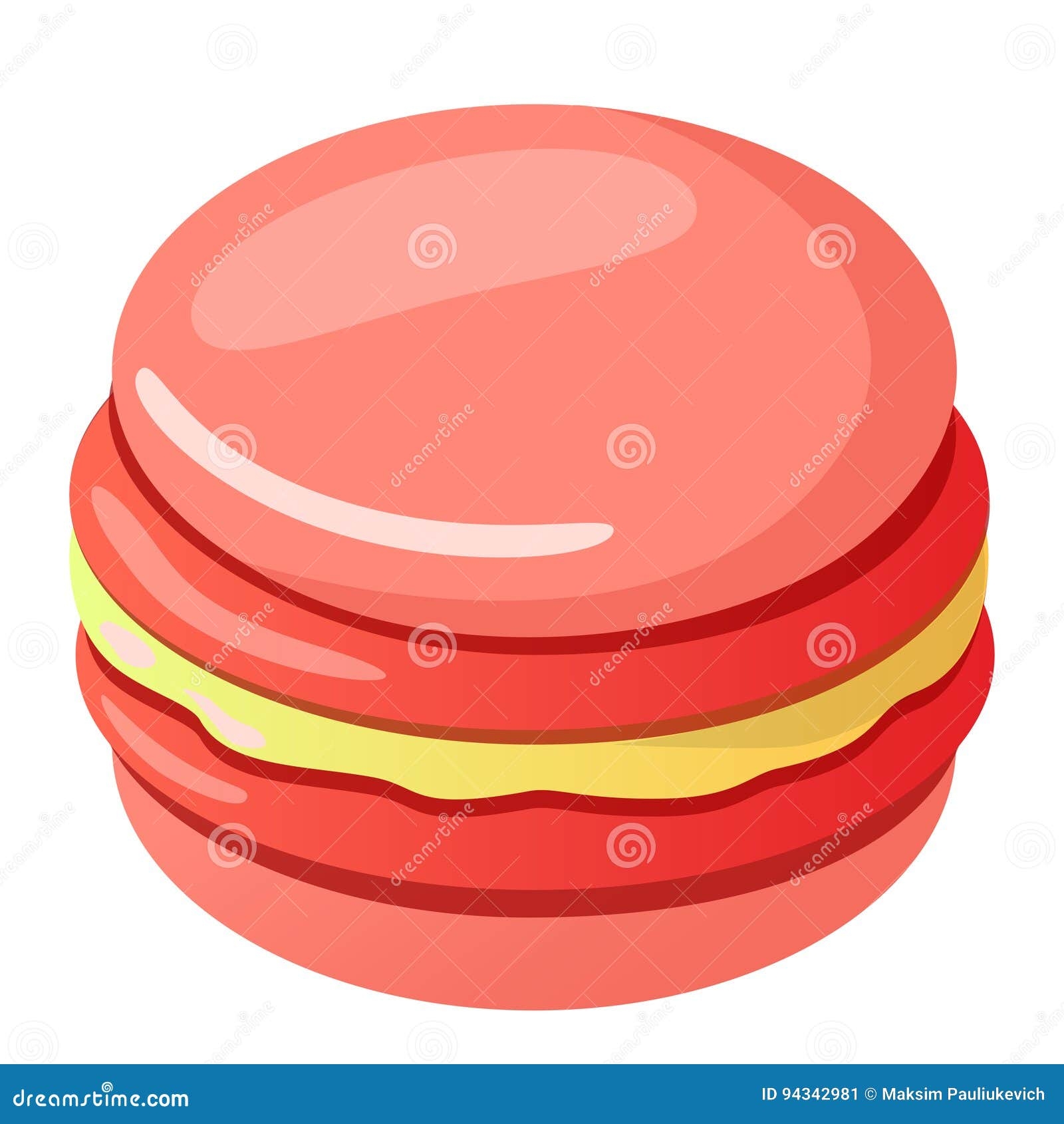 Vector Illustration Icon Cartoon Pink Macaroon Cookie Biscuit