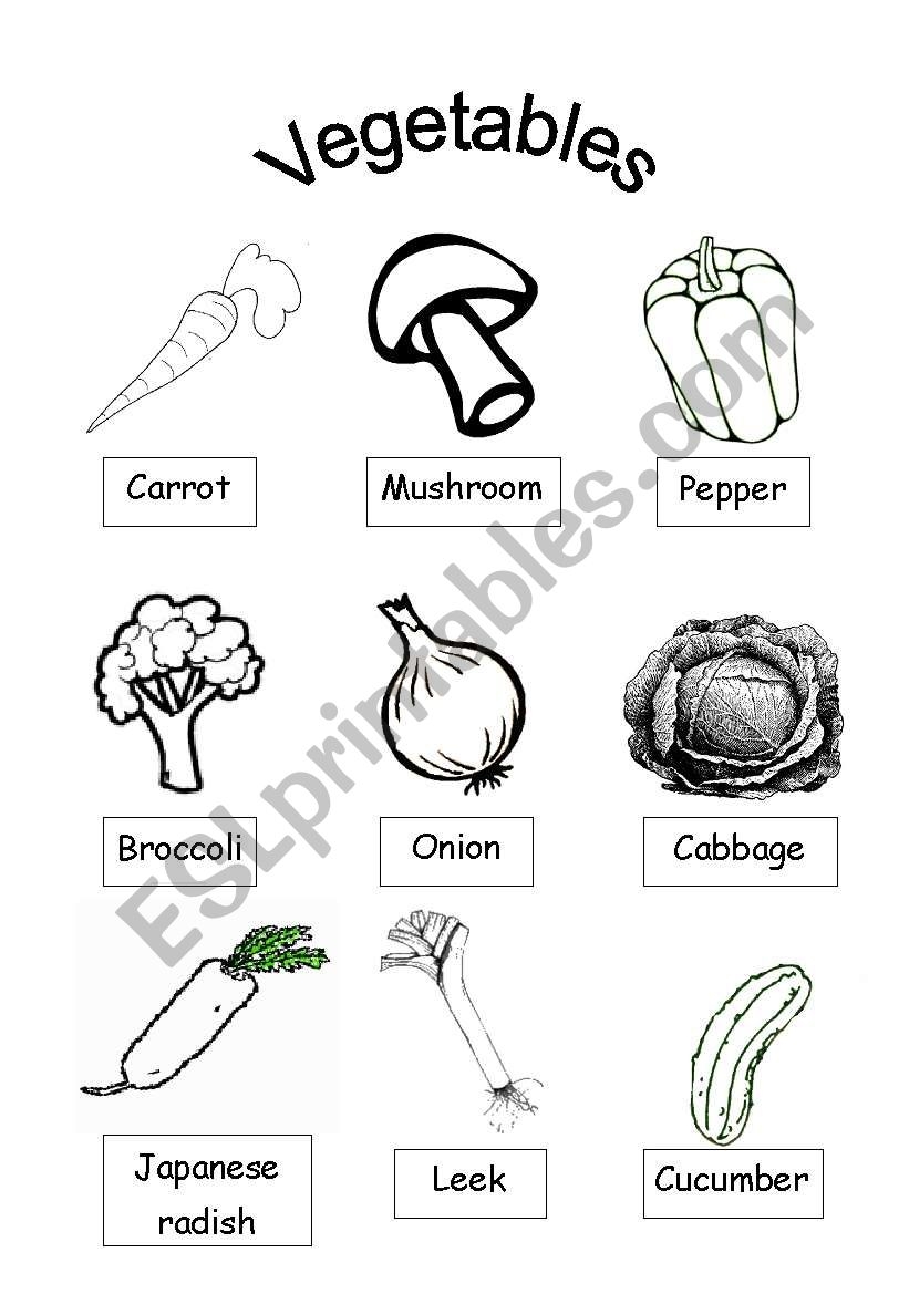 coloring sheet vegetables