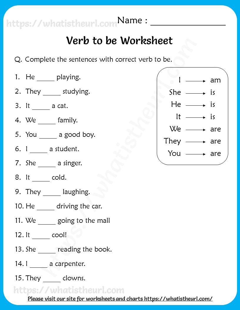 Verb To Be Worksheets For Grade 1 Your Home Teacher