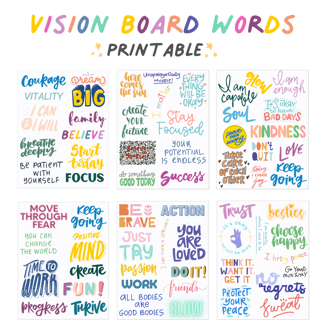 Vision Board Words Printable Vision Board Words Vision Board