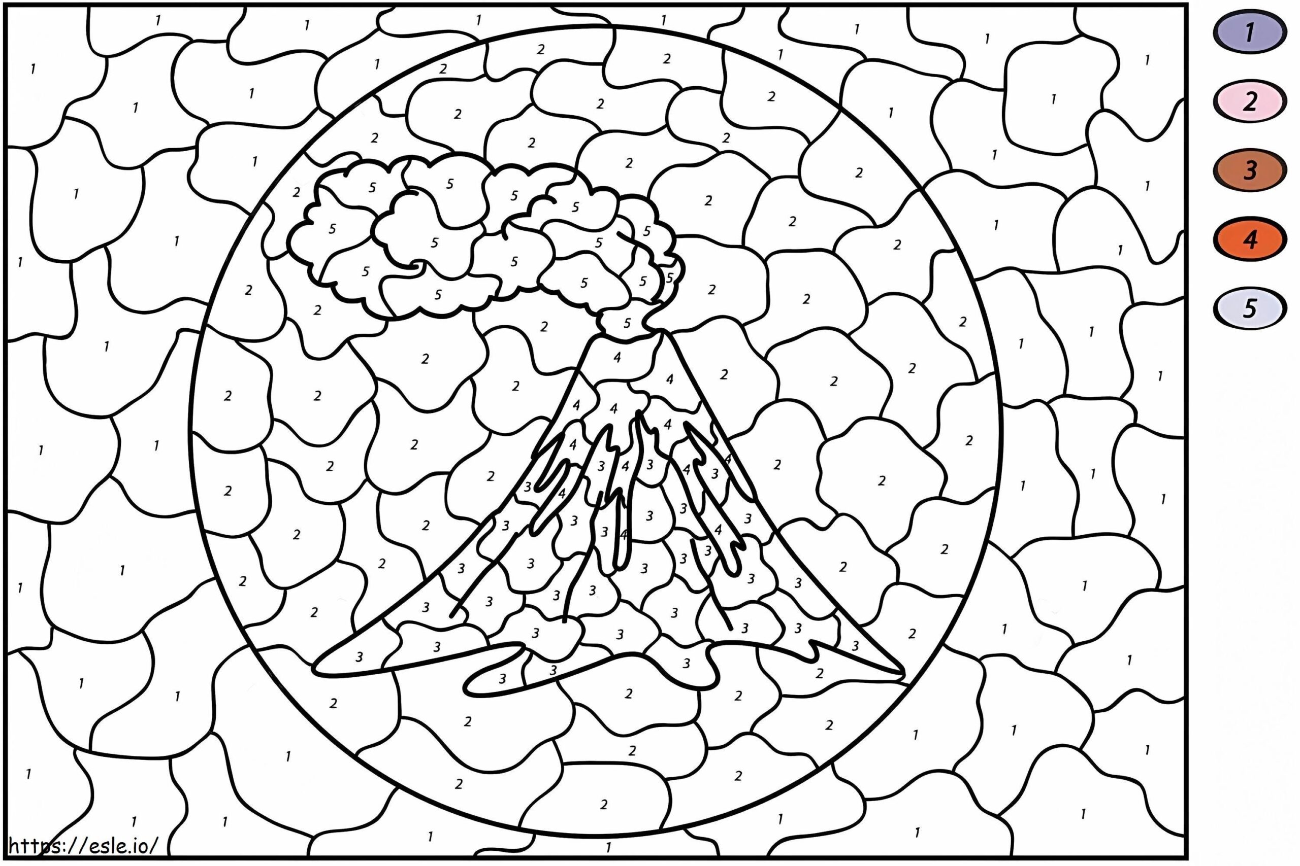 Volcano Color By Number Coloring Page