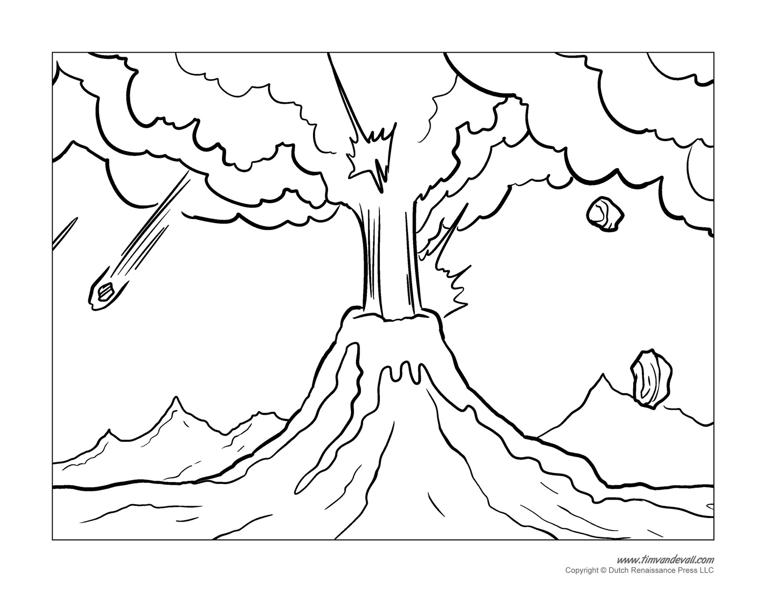 volcano coloring sheet for kids