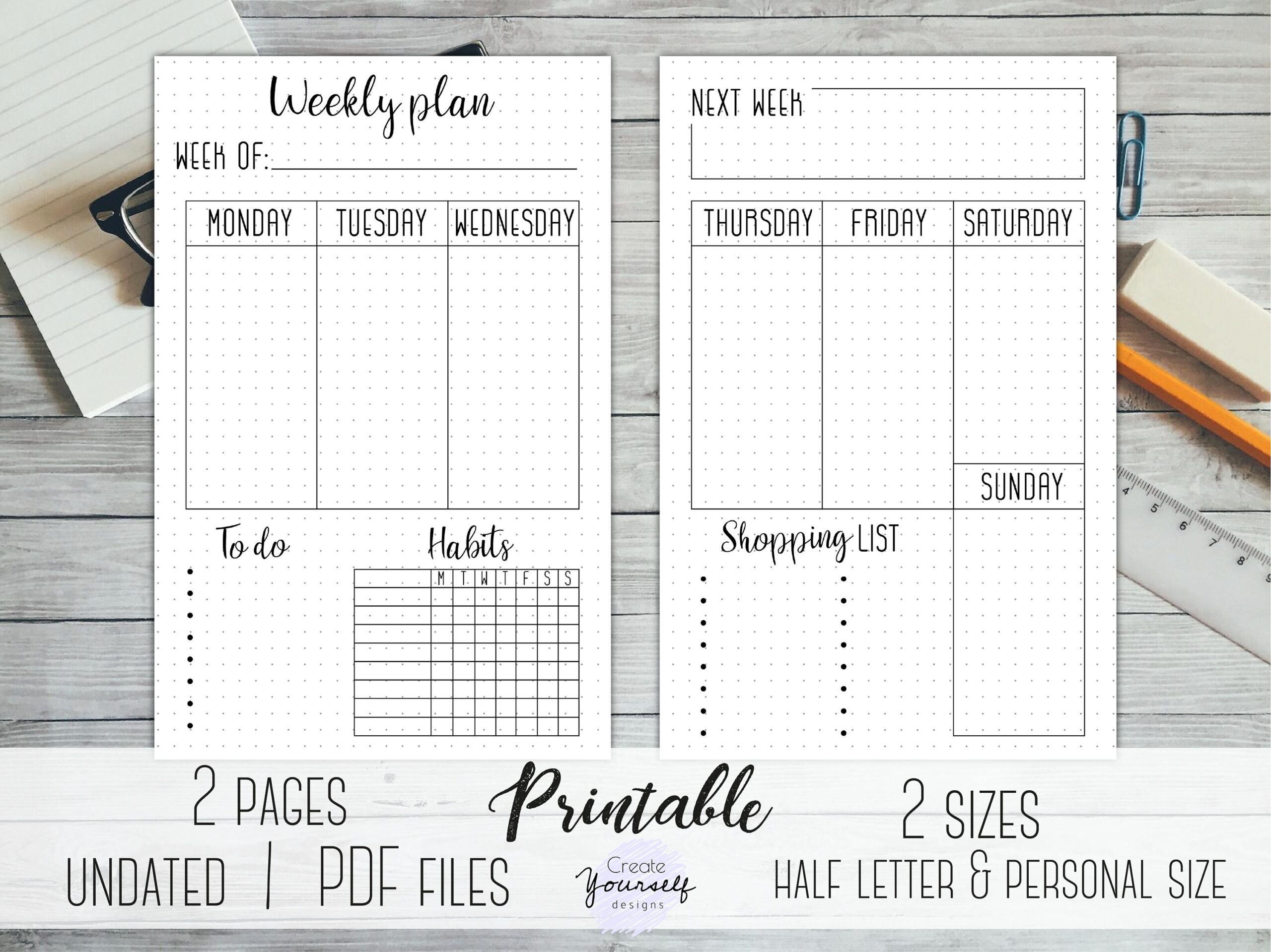 Weekly Bullet Journal Printable Template