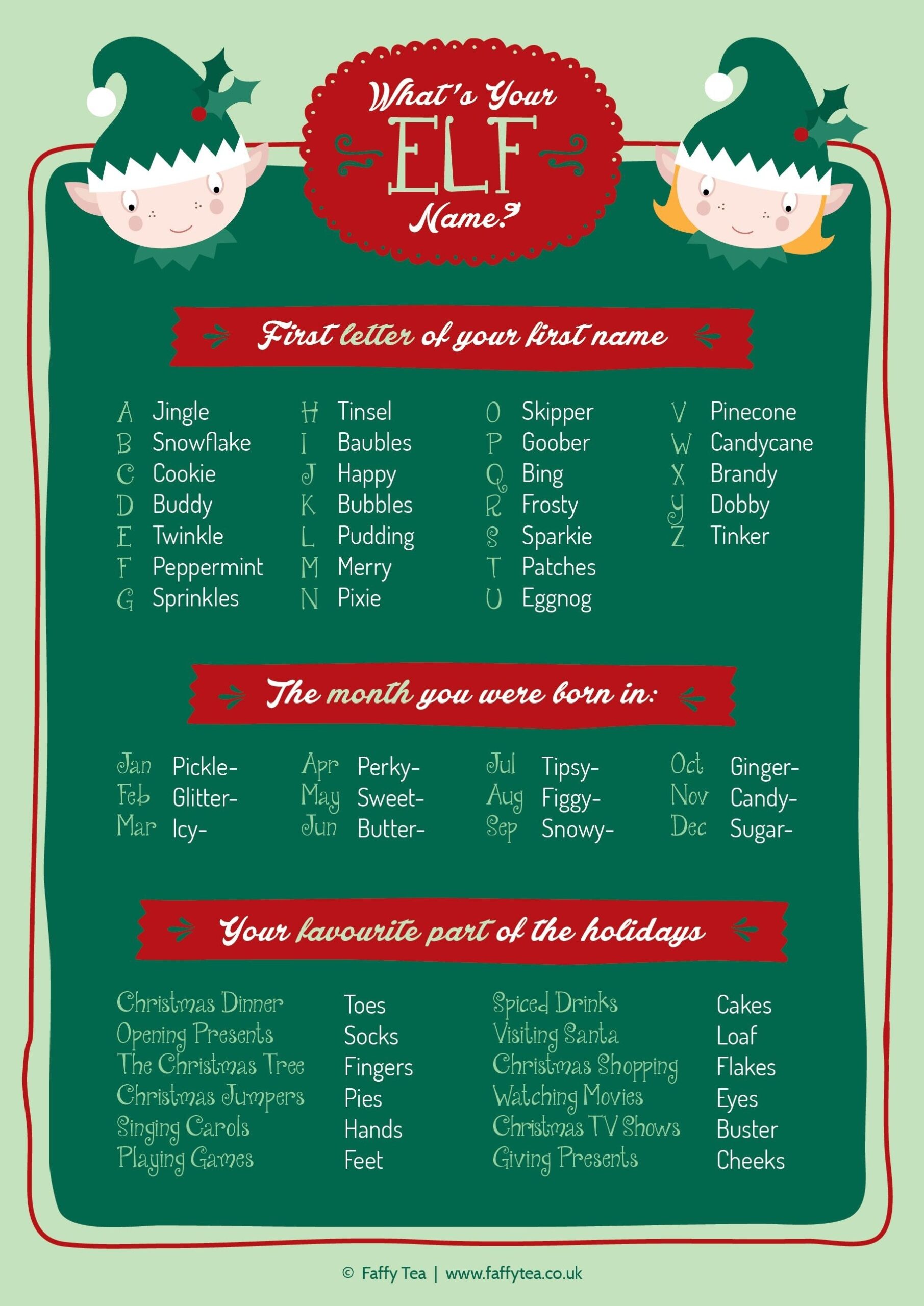 What 39 s Your Elf Name Ours Is Peppermint Tipsy Feet Fun Free Quiz 