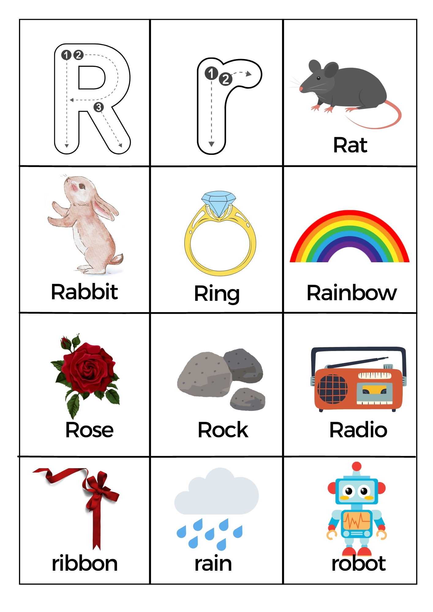 What Starts With Letter R Words Worksheets Printable PDF