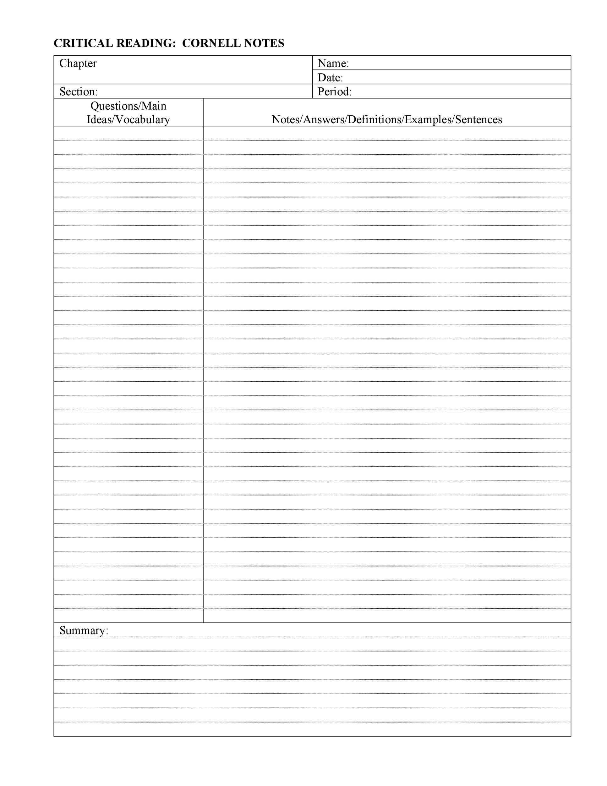 Word Note Template