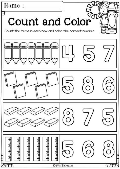 Working Sheets For Kindergarten