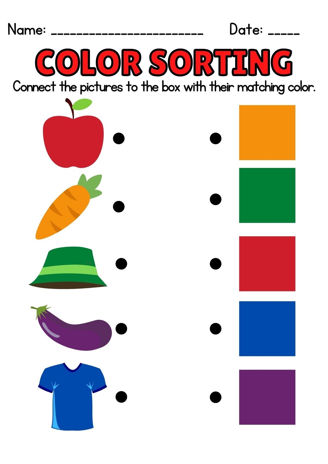 printable color worksheets for kindergarten