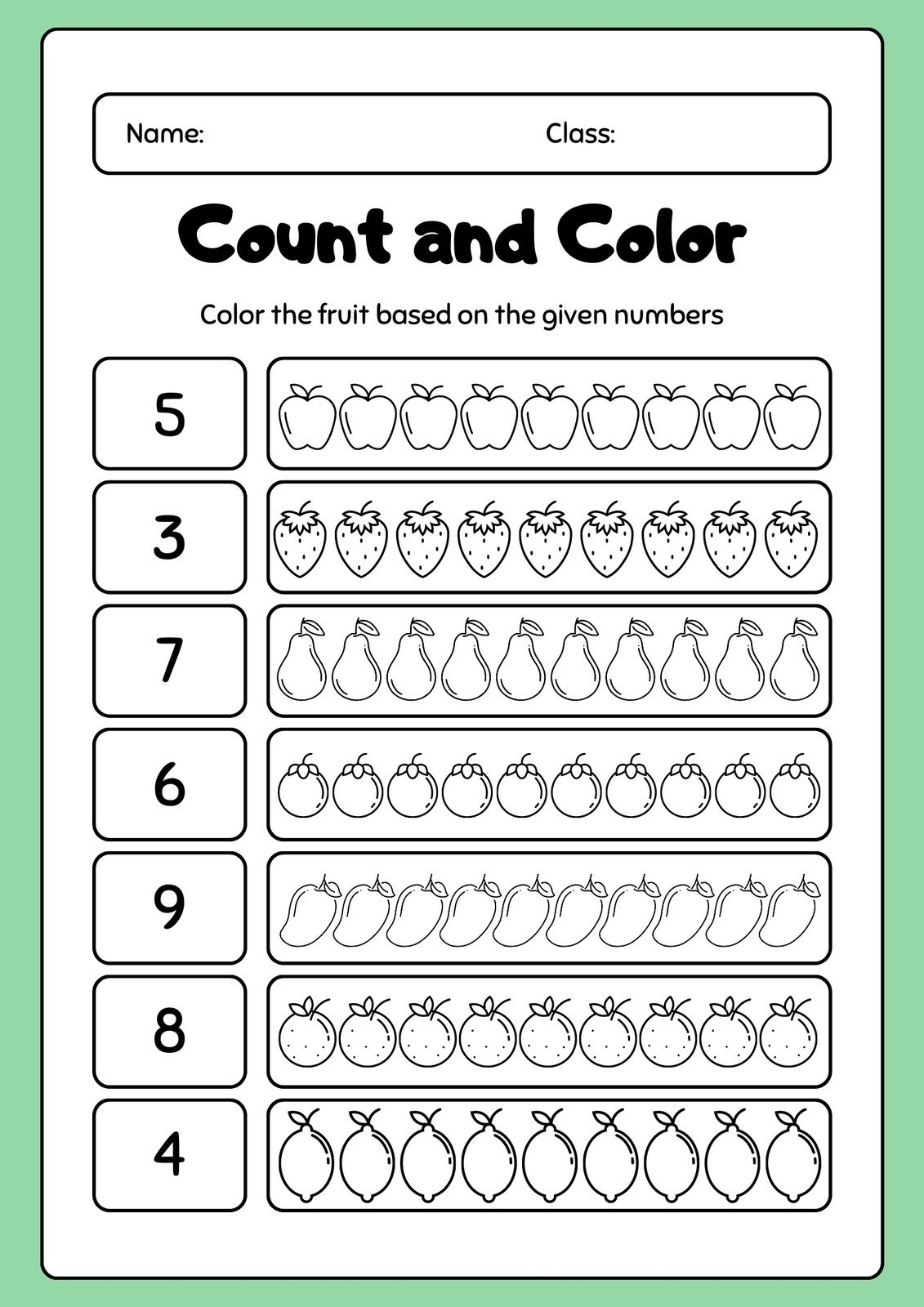free activity sheets for kindergarten