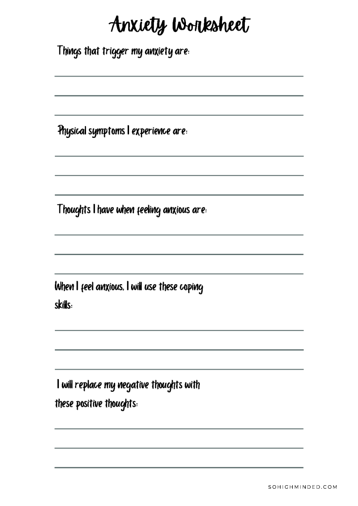 Worksheets For Mental Health Printable Resources LindsayBraman