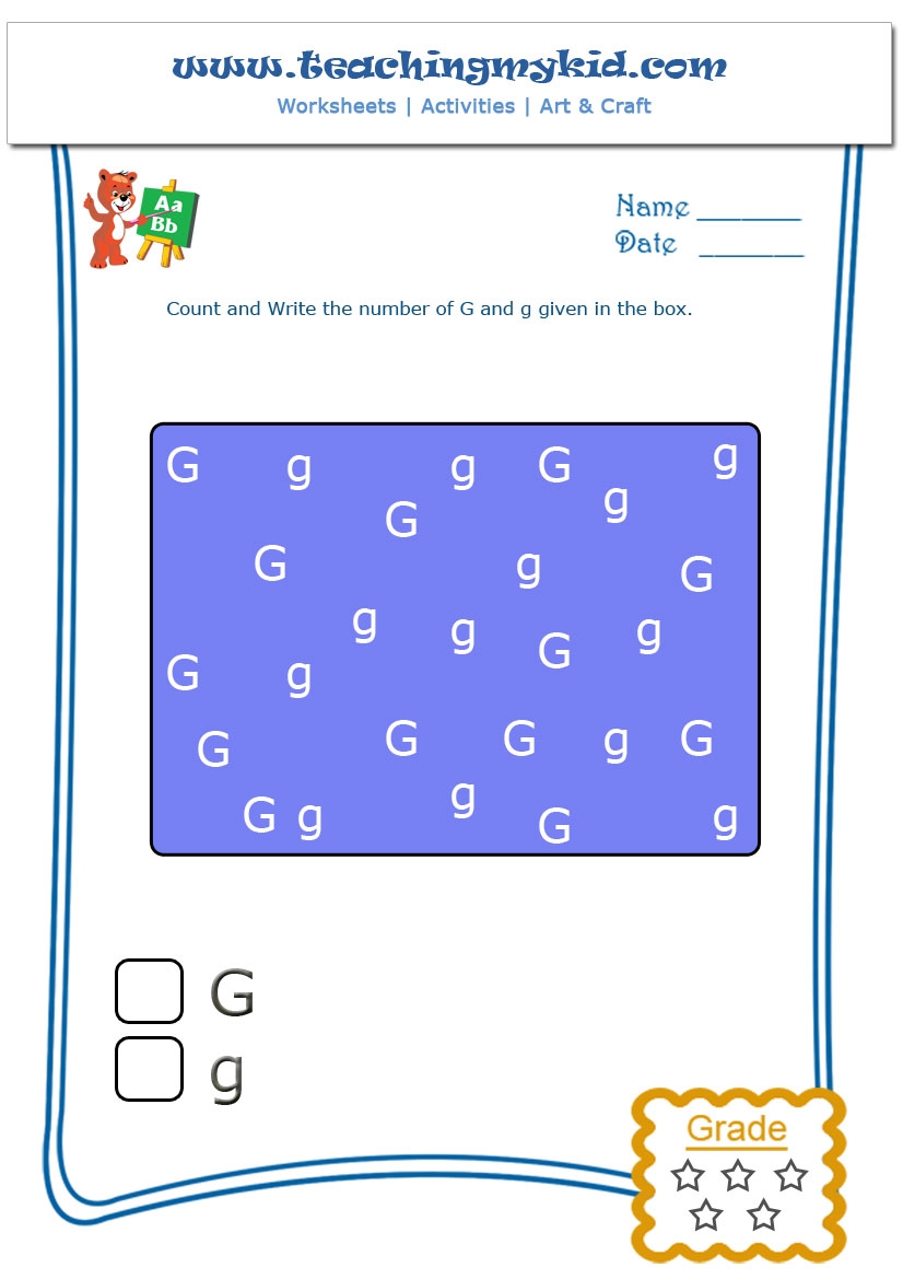 g worksheets for preschoolers
