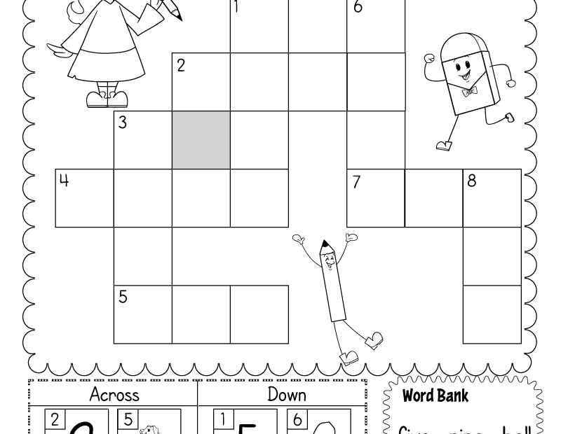 Crossword Puzzle Spelling Worksheet Free Printable PDF