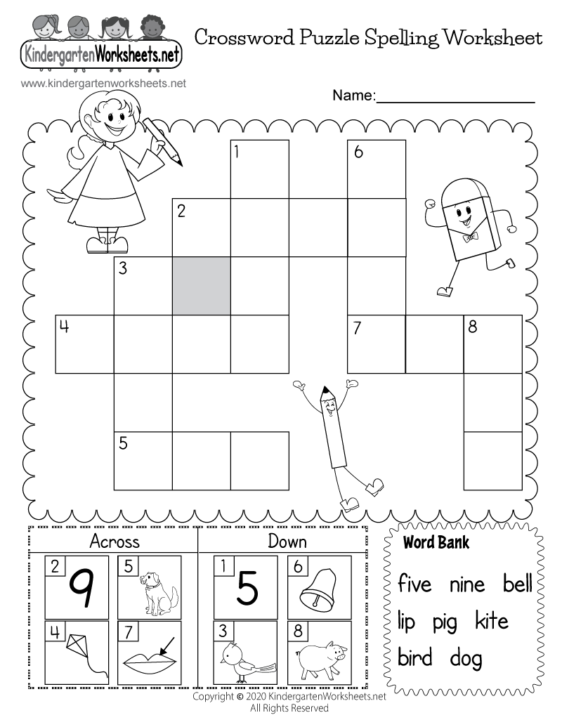 Crossword Puzzle Spelling Worksheet Free Printable PDF Crossword Puzzle Spelling Worksheet Free Printable PDF