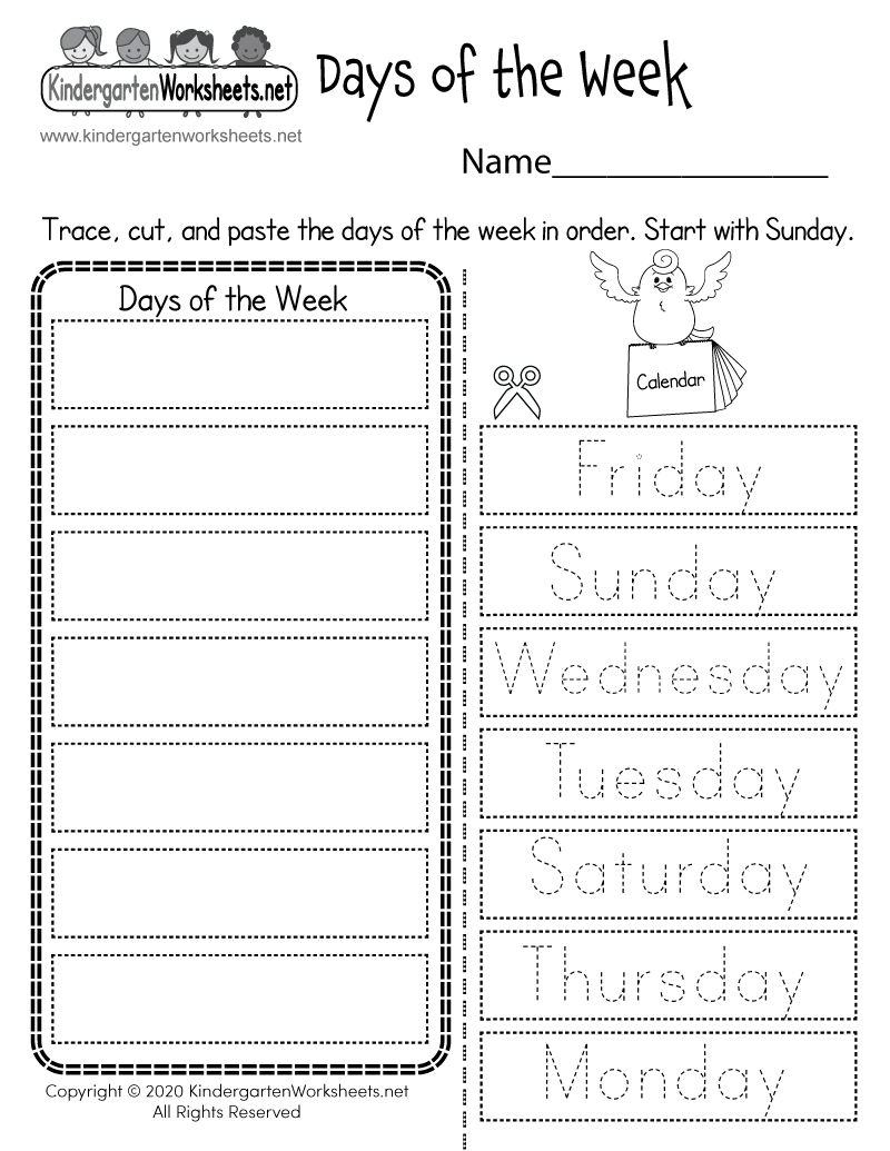 Days Of The Week Worksheet Free Printable PDF