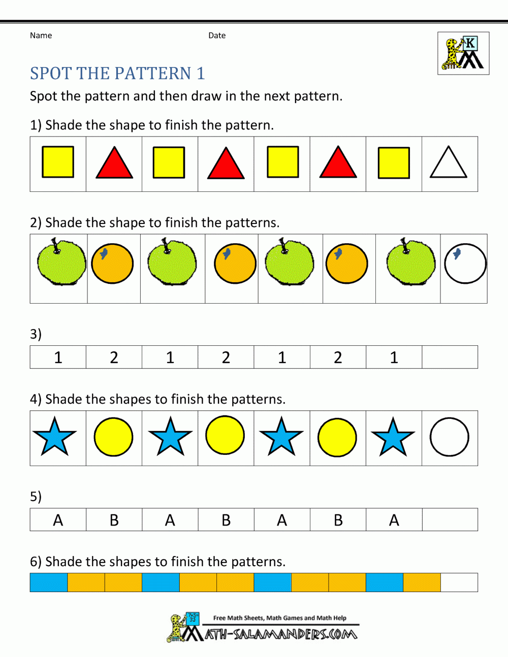 preschool pattern worksheets for kindergarten