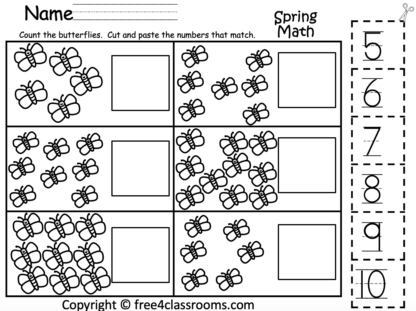 math printable worksheets for kindergarten