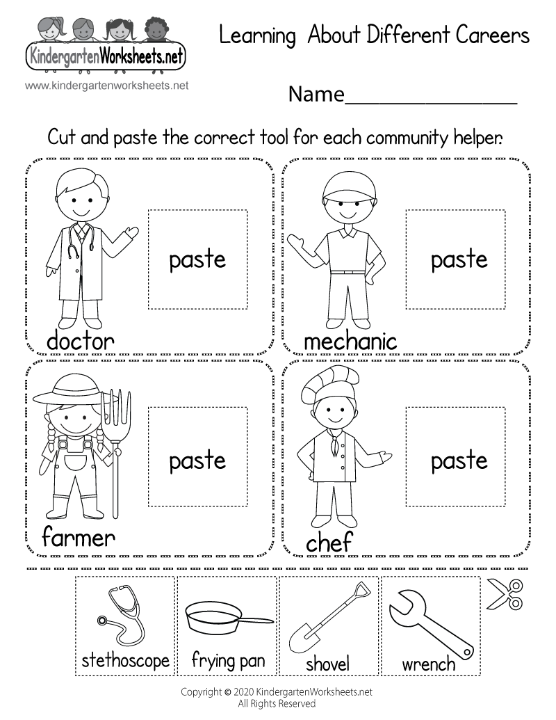 Free Printable Learning About Careers Worksheet