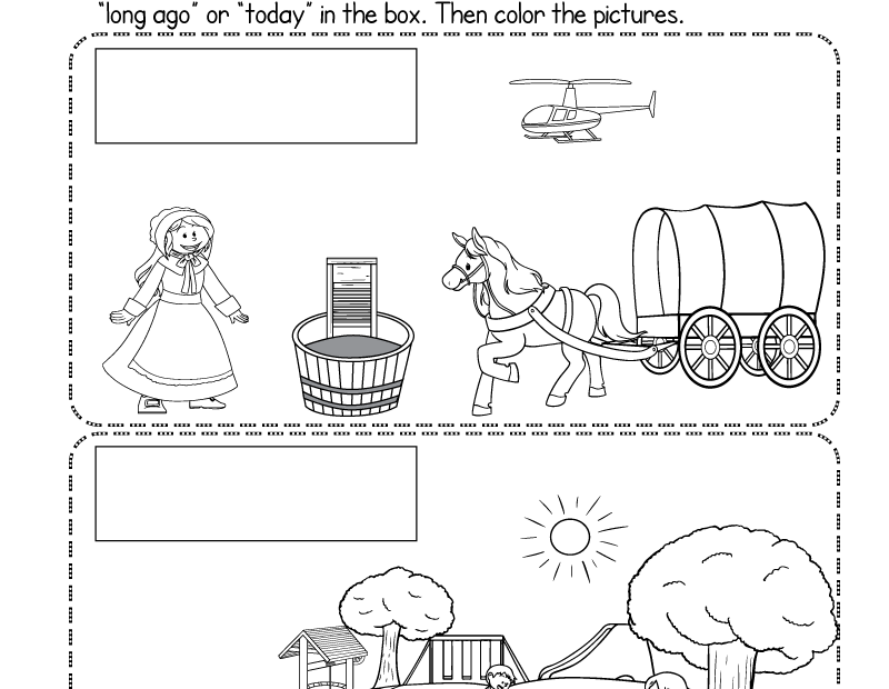 Long Ago And Today Worksheet Free Printable PDF