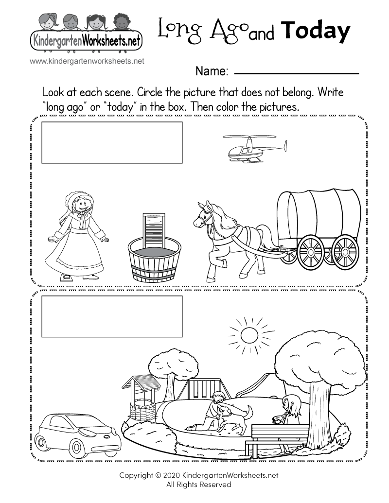 Long Ago And Today Worksheet Free Printable PDF
