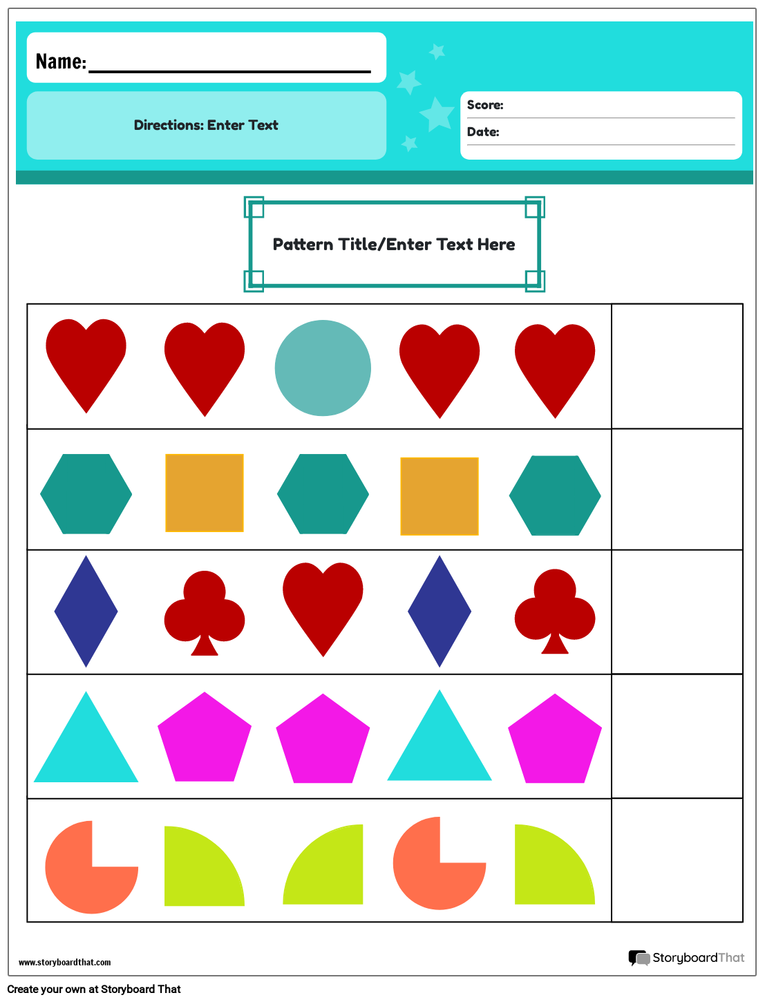 Pattern Worksheets For K 5 Free Printable Templates