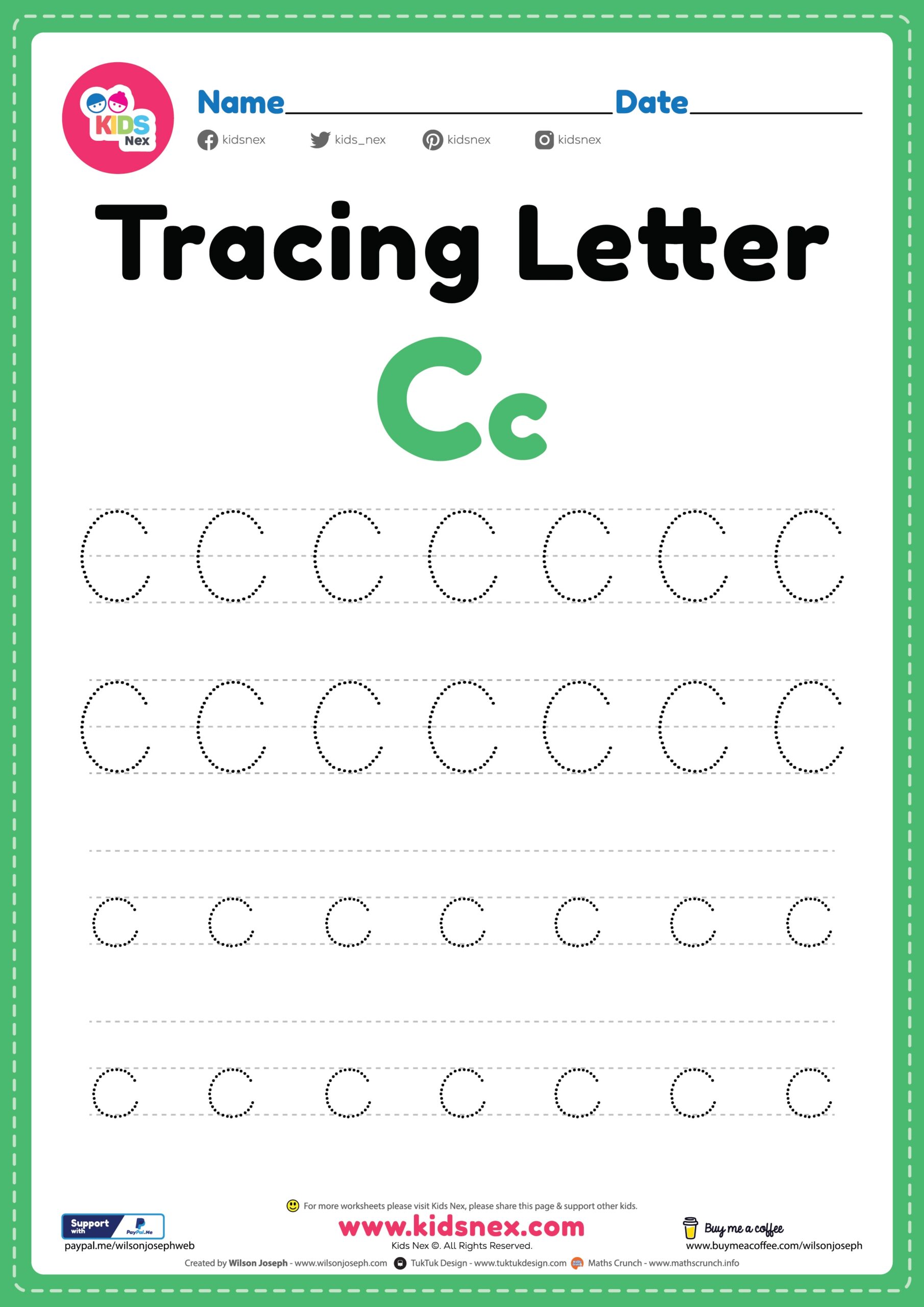 tracing c worksheets